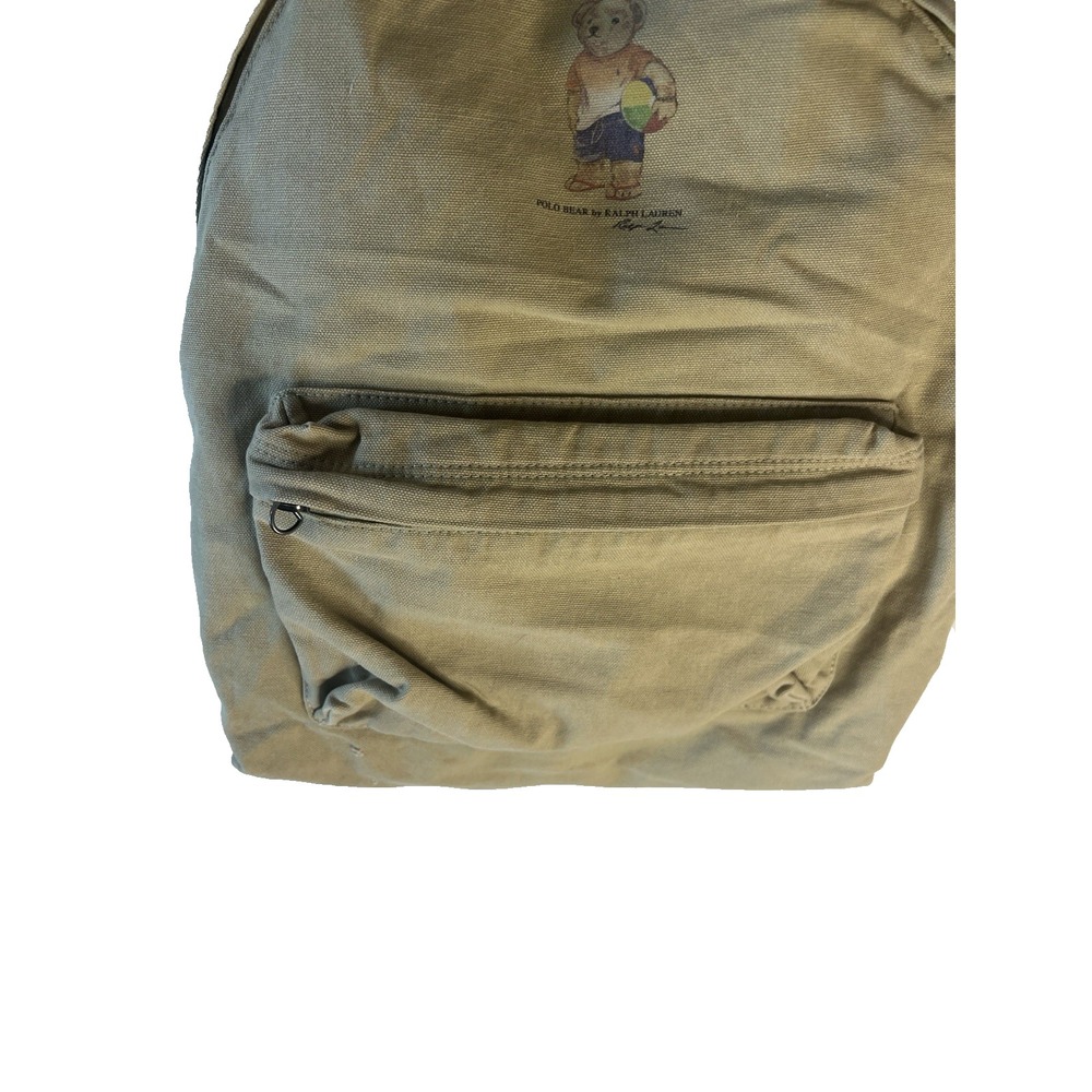 Polo Ralph Lauren Kids Canvas Polo Bear Bookbag Neutral School Travel - Picture 4 of 10